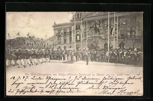 AK Hamburg-Altona, Enthüllungsfeier des Kaiser-Wilhelm-Denkmals 1898