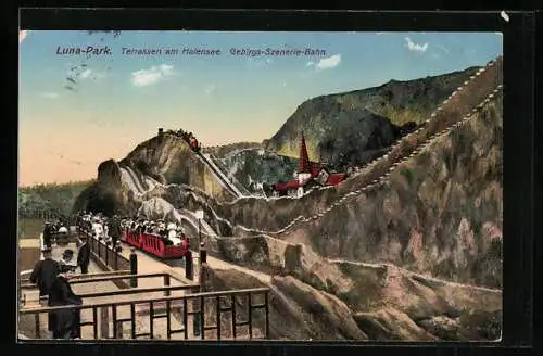 AK Luna-Park, Terrassen am Halensee, Gebirgs-Szenerie-Bahn