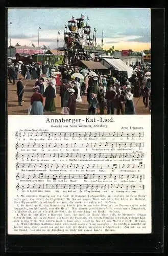 AK Annaberg / Erzgebirge, Volksfest Annaberger Kät mit Riesenrad, Annaberger-Kät-Lied