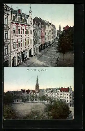 AK Köln-Kalk, Markt, Strassenpartie mit Geschäften