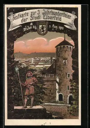 Lithographie Elberfeld, 3 Jahrhundertfeier der Stadt 1910