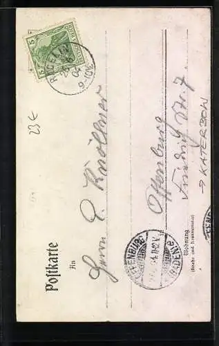 AK Katerbow, Festpostkare zur Vermählung des Postassistenten Karl Brandt und Frl. Emma Wensch 1904