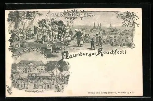 Künstler-AK Naumburg / Saale, Kirschfest 1432 im vergleich zur Neuzeit