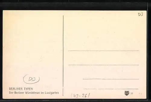 AK Berlin, Lustgarten, Würstchenverkäufer am Strassenrand
