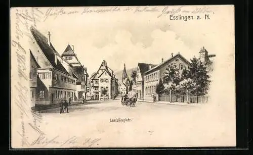 Künstler-AK Eugen Felle: Esslingen a. N., Strassenpartie am Landolinsplatz