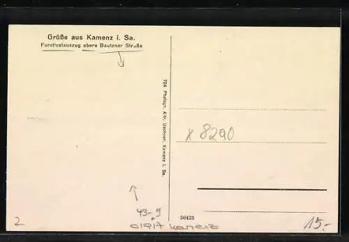 AK Kamenz i. Sa., Forstfestauszug obere Bautzner Strasse
