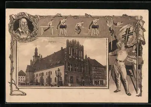 AK Frankfurt /Oder, Rathaus mit Passanten