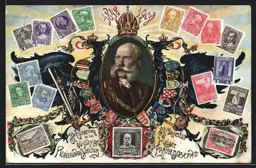 AK Kaiser Franz Josef I. von Österreich, 60jähriges Regierungs-Jubiläum, 1908