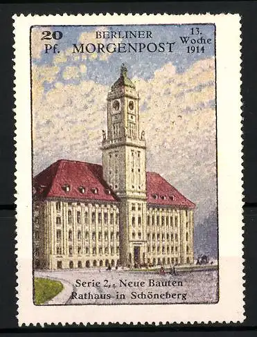 Reklamemarke Berlin-Schöneberg, Rathaus, Berliner Morgenpost, Serie 2 Neue Bauten, 13. Woche 1914