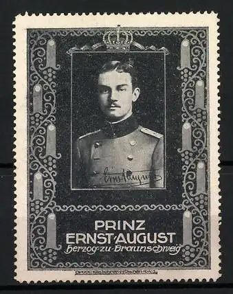Reklamemarke Herzog Prinz Ernst August von Braunschweig im Portrait