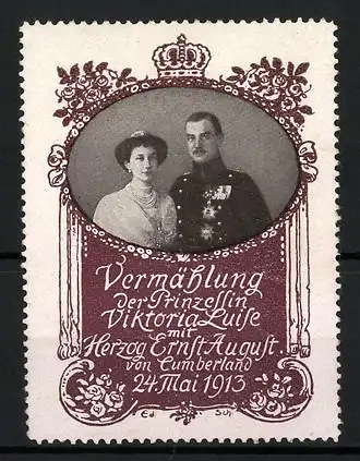 Reklamemarke Vermählung der Prinzessin Victoria Luise mit Herzog Ernst August von Cumberland 1913