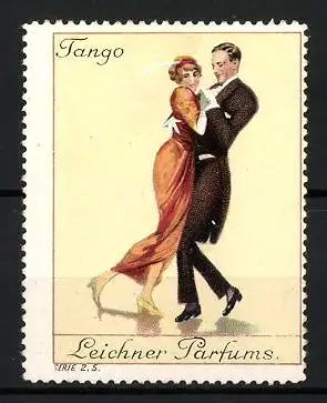 Reklamemarke Leichner Parfums, Paar tanzt den Tango