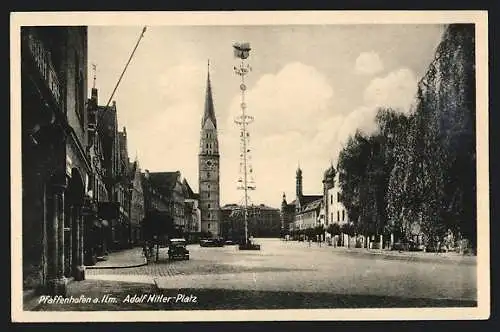 AK Pfaffenhofen a. Ilm, Platz mit Maibaum und Turm
