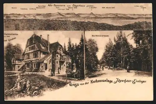 AK Esslingen / Neckar, Kurhausanlage Jägerhaus - Waldschenke zu den drei Linden, Römerstrasse