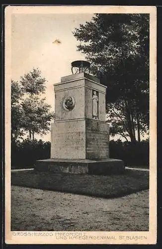 AK St. Blasien, Grossherzog Friedrich I. und Kriegerdenkmal