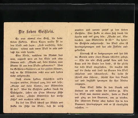 Vertreterkarte Lahr i. B., Aecht Wickert-Kaffee, von Gebr. Wickert, anerkannt guter Kaffeezusatz, Die sieben Geisslein