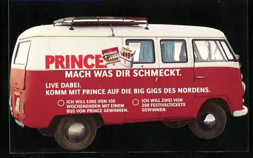 Vertreterkarte Hamburg, Prince Zigaretten, Mach was dir Schmeckt VW Bulli