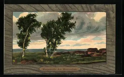 Künstler-AK Worpsweder Künstlerkolonie: Birken am Moorgraben