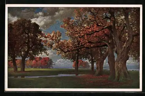 Künstler-AK Hermann Rüdisühli: Deutscher Herbst, Bäume