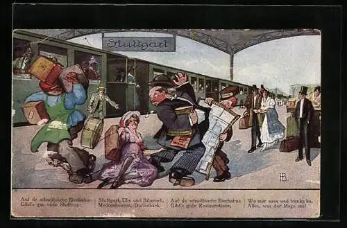 Künstler-AK Hans Boettcher: Das Geschichtle von der schwäbischen Eisenbahn