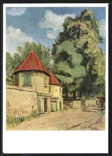 Künstler-AK Erlangen, Kellerhäuschen am Burgberg nach einem Gemälde von Jakob Dietz