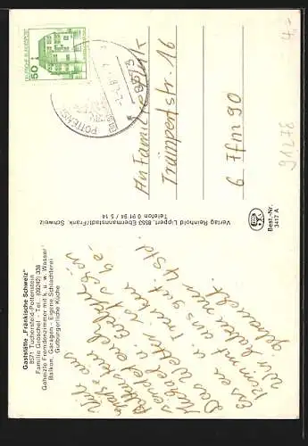 AK Tüchersfeld-Pottenstein, Gaststätte Fränkische Schweiz, Inh. Fam. Gröschel, VW Käfer