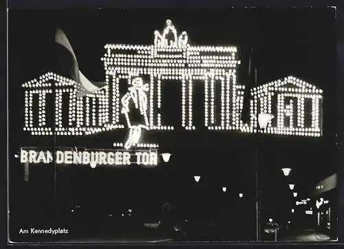AK Essen / Ruhr, Essener Lichtwochen, Brandenburger Tor in Lichtern am Kennedyplatz