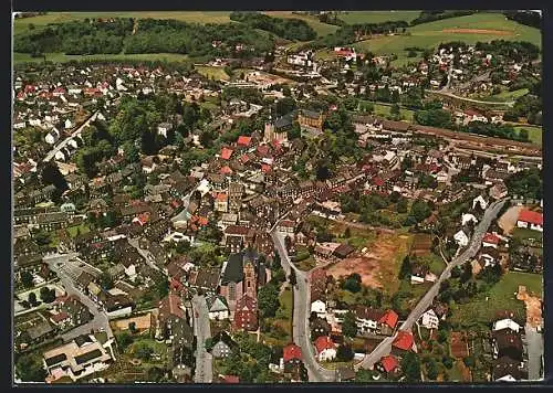 AK Hückeswagen, Ortsansicht mit Kirche aus der Vogelschau