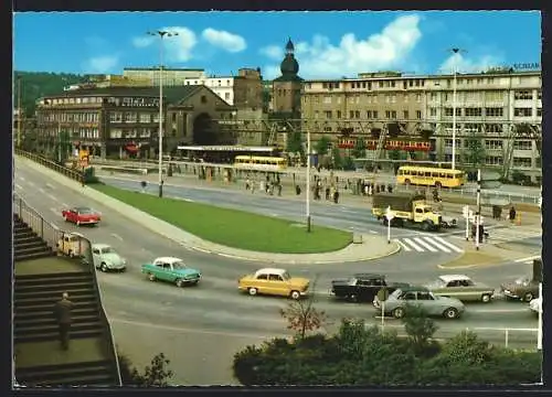 AK Wuppertal-E., Blick auf Döppersberg, Schwebebahn