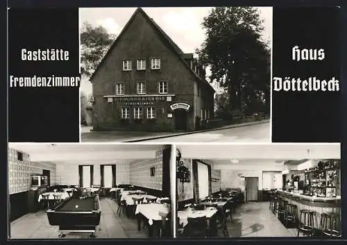 AK Castrop-Rauxel, Gaststätte und Hotel Haus Döttelbeck, Barbereich, Aussenaufnahme