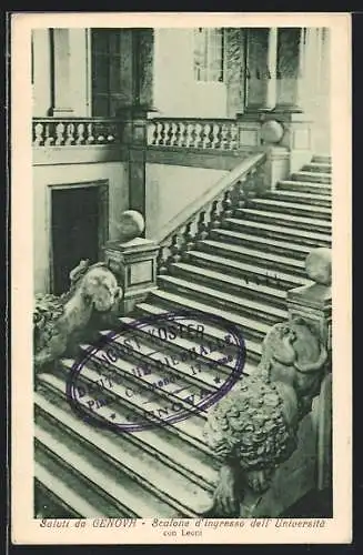AK Genova, Scalone d`ingresso dell` Università con Leoni