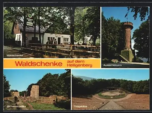 AK Heidelberg, Gasthaus Waldschenke auf dem Heiligenberg, Thingstätte, Michaelsbasilika