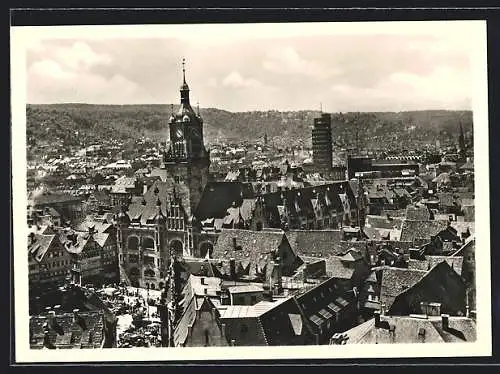 AK Stuttgart, Rathaus vom Flugzeug aus