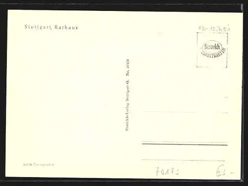 AK Stuttgart, Rathaus vom Flugzeug aus