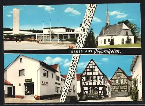 AK Obbornhofen, Lebensmittel H. Kammer, Kirche, Ortspartie