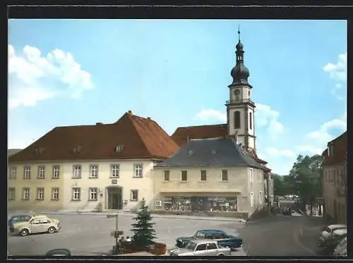 AK Stadtsteinach /Oberfranken, Marktplatz mit Autos, VW Käfer