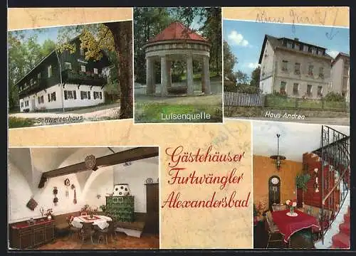 AK Alexandersbad /Fichtelgeb., Café-Restaurant Furtwängler, Gästehäuser, Bes. Fam. Furtwängler