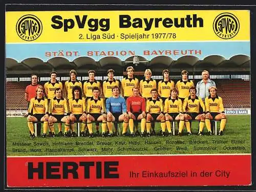 AK Bayreuth, SpVgg Bayreuth, Spieljahr 1977 /78 Mannschaftsbild