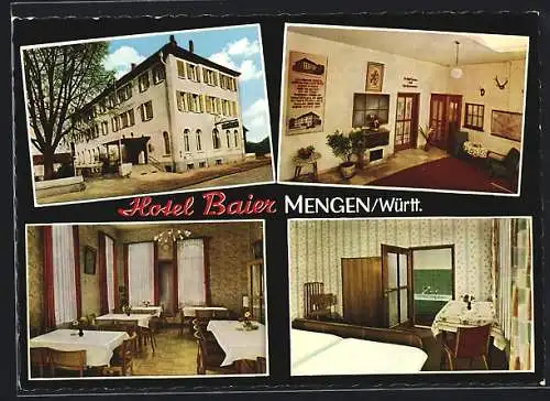 AK Mengen /Württ., Hotel Baier, Innen- und Aussenansicht
