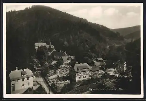 AK Falkenstein / Loquitzgrund, Ortsansicht aus der Vogelschau