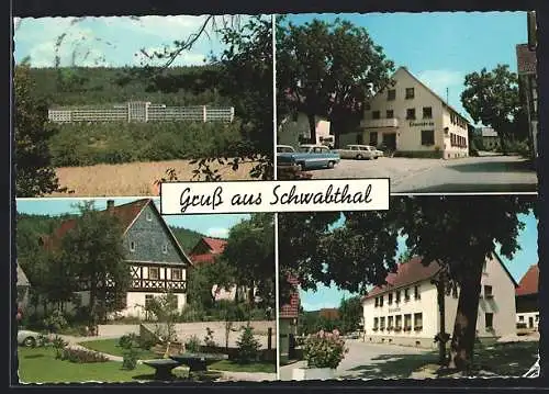 AK Schwabthal, Gasthof u. Pension Dinkel, Brunnenpartie, Brauerei Löwenbräu