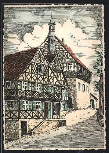 Künstler-AK Burgkunstadt, Am Rathaus