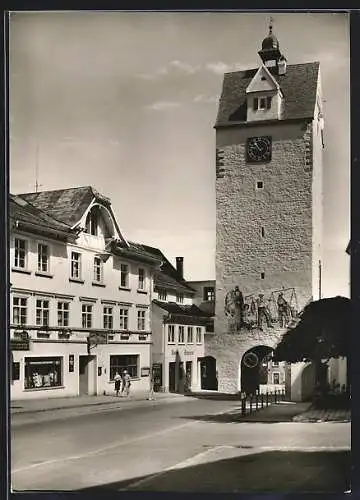 AK Isny im Allgäu, Hotel Alte Post und Wassertorturm