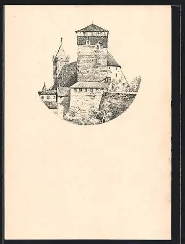 Künstler-AK Nürnberg, Fünfeckiger Turm