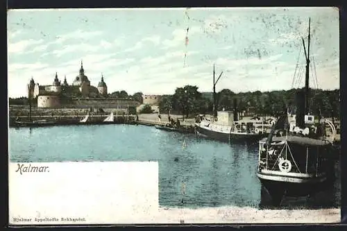 AK Kalmar, Hafenpartie mit Panoramablick