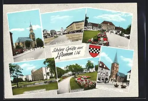 AK Hamm i. W., Bahnhofstrasse, Oberlandesgericht, Pauluskirche