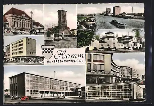 AK Hamm /Westfalen, Kaufhalle, Bahnhof, Kirche