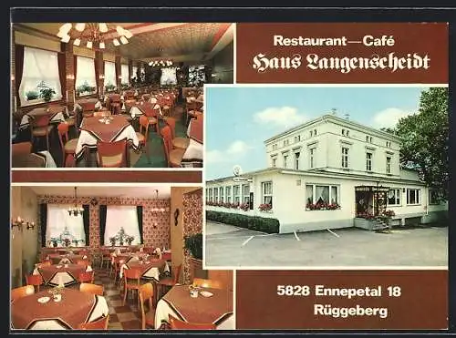 AK Ennepetal /Rüggeberg, Restaurant-Café Haus Langenscheidt, innen und aussen, Rüggeberger Str. 236