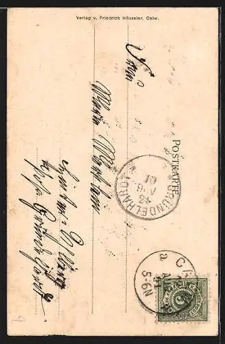 AK Calw, Ortsansicht vom Süden aus, Passepartout mit badischer Flagge