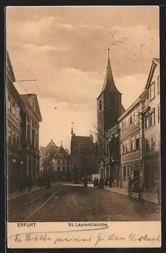 AK Erfurt, Die St. Laurentiikirche und das Gasthaus Centralhalle